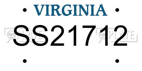 SS21712 Virginia License Plate