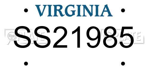 SS21985 Virginia License Plate