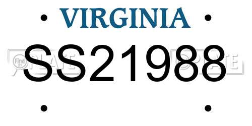 SS21988 Virginia License Plate