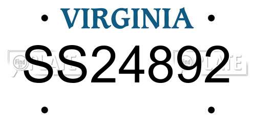 SS24892 Virginia License Plate