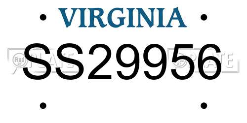 SS29956 Virginia License Plate