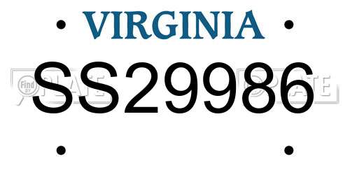 SS29986 Virginia License Plate