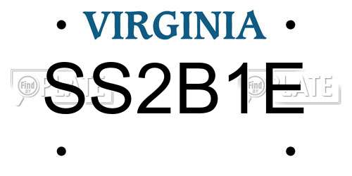 SS2B1E Virginia License Plate