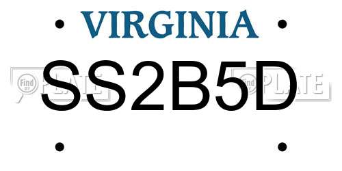 SS2B5D Virginia License Plate