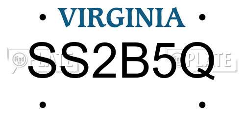 SS2B5Q Virginia License Plate