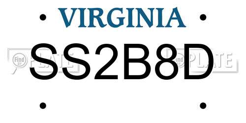 SS2B8D Virginia License Plate