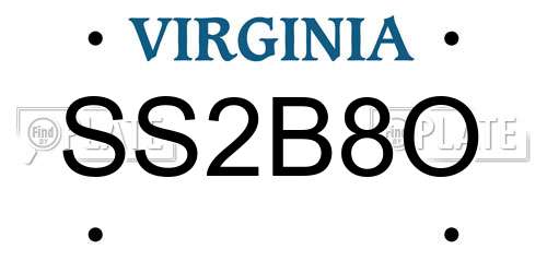 SS2B8O Virginia License Plate
