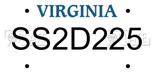 SS2D225 Virginia License Plate