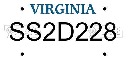 SS2D228 Virginia License Plate