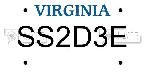SS2D3E Virginia License Plate