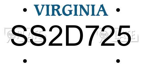 SS2D725 Virginia License Plate