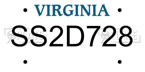SS2D728 Virginia License Plate