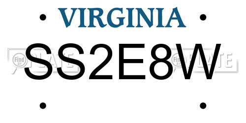 SS2E8W Virginia License Plate