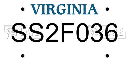 SS2F036 Virginia License Plate