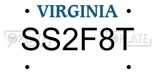 SS2F8T Virginia License Plate
