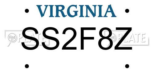 SS2F8Z Virginia License Plate