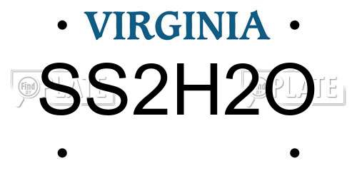 SS2H2O Virginia License Plate