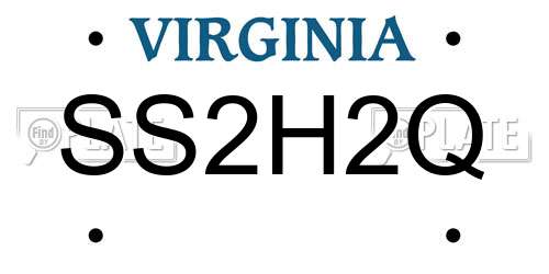 SS2H2Q Virginia License Plate