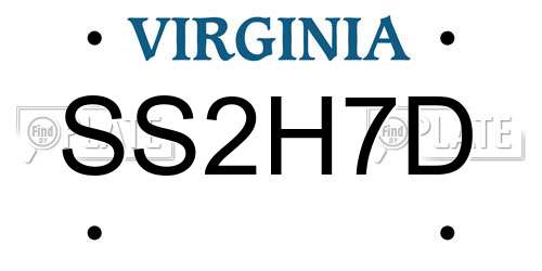 SS2H7D Virginia License Plate