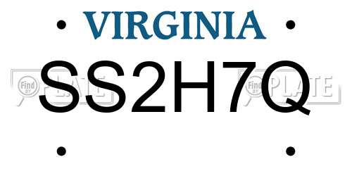 SS2H7Q Virginia License Plate