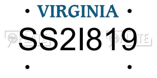 SS2I819 Virginia License Plate