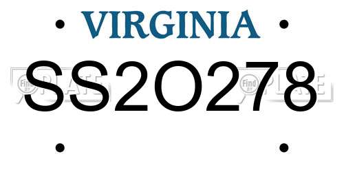 SS2O278 Virginia License Plate