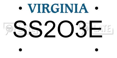 SS2O3E Virginia License Plate
