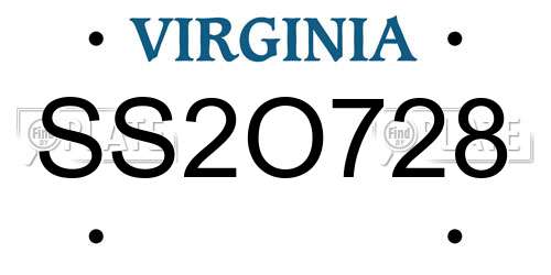 SS2O728 Virginia License Plate