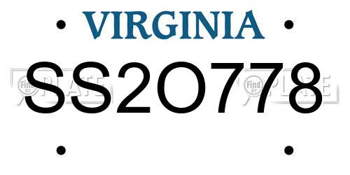 SS2O778 Virginia License Plate