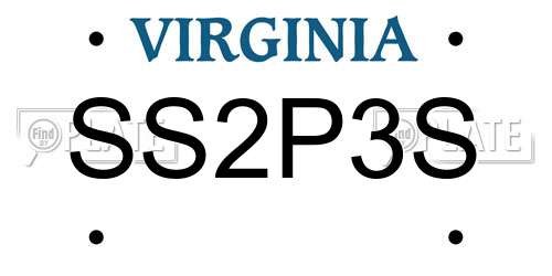SS2P3S Virginia License Plate