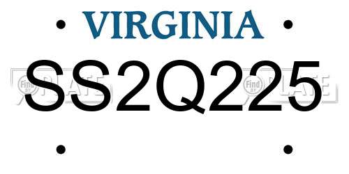 SS2Q225 Virginia License Plate