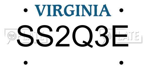 SS2Q3E Virginia License Plate