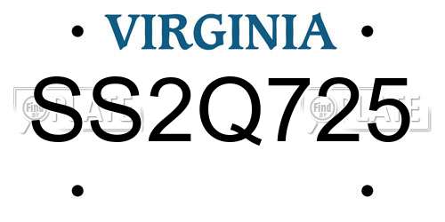 SS2Q725 Virginia License Plate
