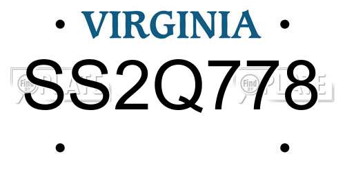 SS2Q778 Virginia License Plate