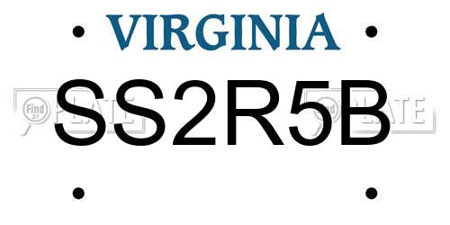 SS2R5B Virginia License Plate