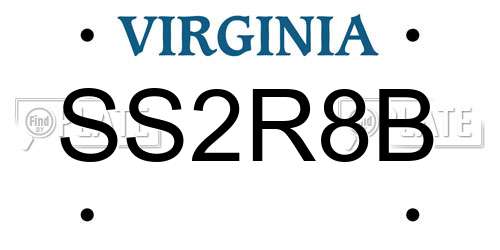 SS2R8B Virginia License Plate