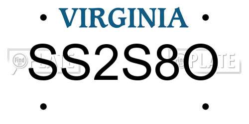 SS2S8O Virginia License Plate