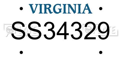 SS34329 Virginia License Plate