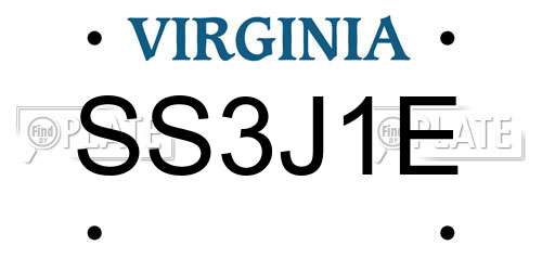 SS3J1E Virginia License Plate
