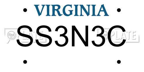 SS3N3C Virginia License Plate