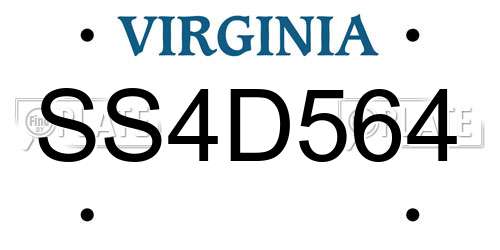 SS4D564 Virginia License Plate