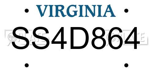 SS4D864 Virginia License Plate