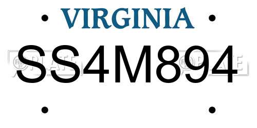 SS4M894 Virginia License Plate