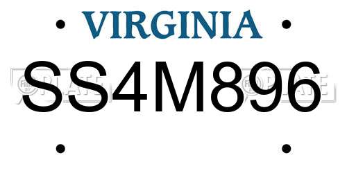 SS4M896 Virginia License Plate