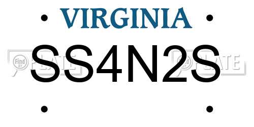 SS4N2S Virginia License Plate