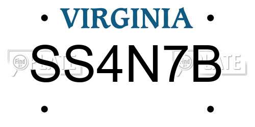 SS4N7B Virginia License Plate