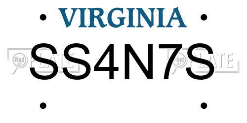 SS4N7S Virginia License Plate