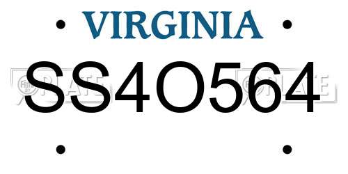 SS4O564 Virginia License Plate