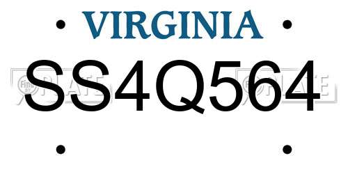 SS4Q564 Virginia License Plate