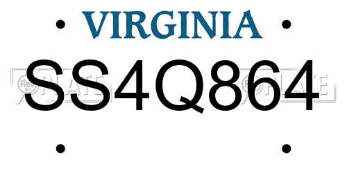 SS4Q864 Virginia License Plate